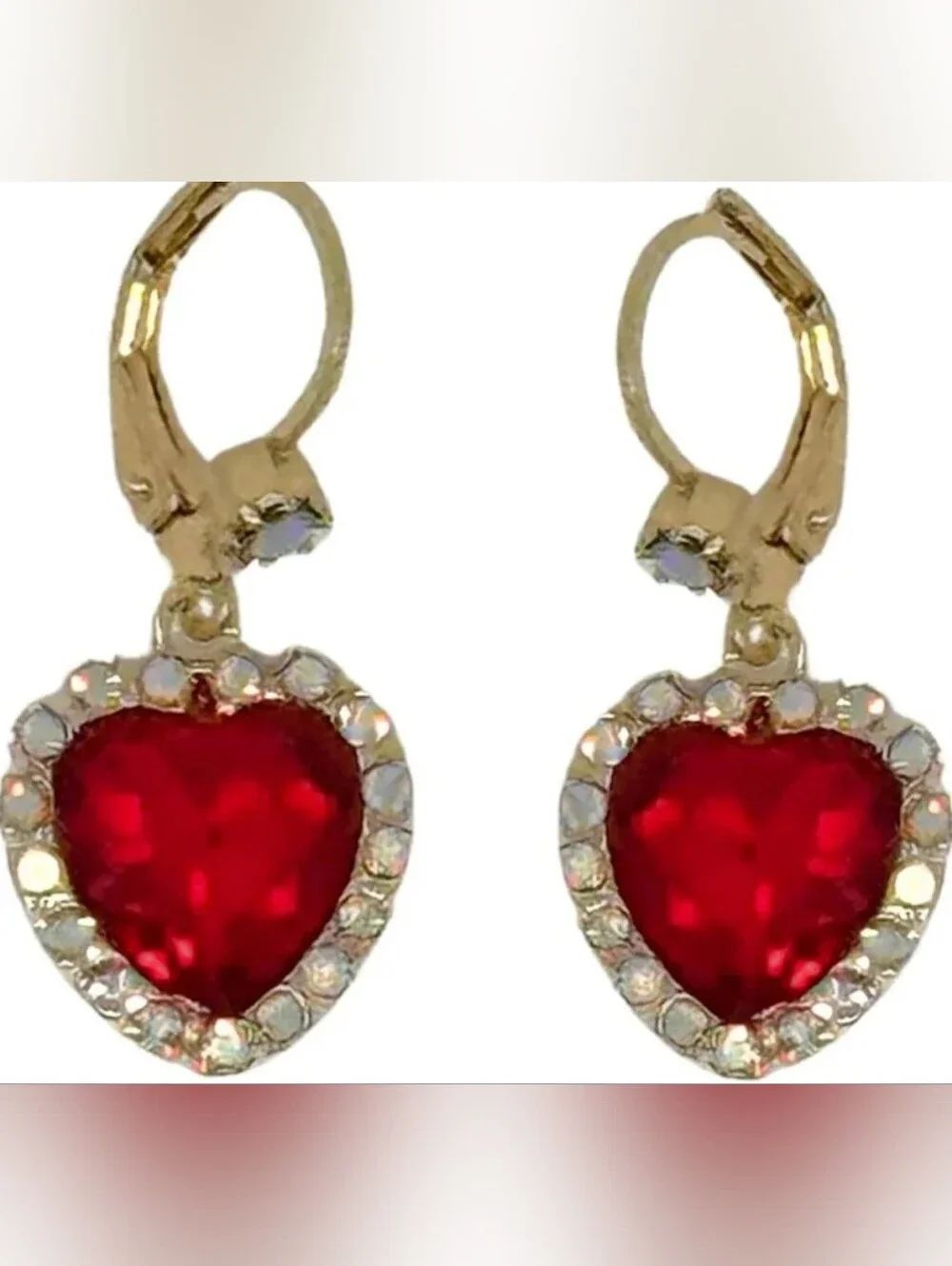 Betsey Johnson Red Rhinestone Heart Drop Earring Set NWT/NIB
